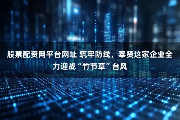 股票配资网平台网址 筑牢防线，奉贤这家企业全力迎战“竹节草”台风