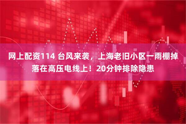 网上配资114 台风来袭，上海老旧小区一雨棚掉落在高压电线上！20分钟排除隐患