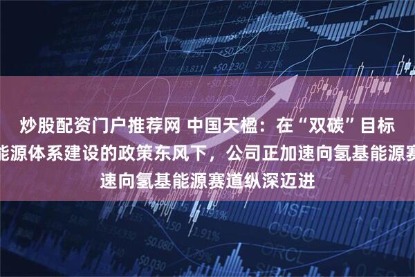 炒股配资门户推荐网 中国天楹：在“双碳”目标驱动与新型能源体系建设的政策东风下，公司正加速向氢基能源赛道纵深迈进
